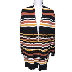 Ruby Rd multicolor Striped Open Front Long Sleeve Cardigan Sweater Pockets